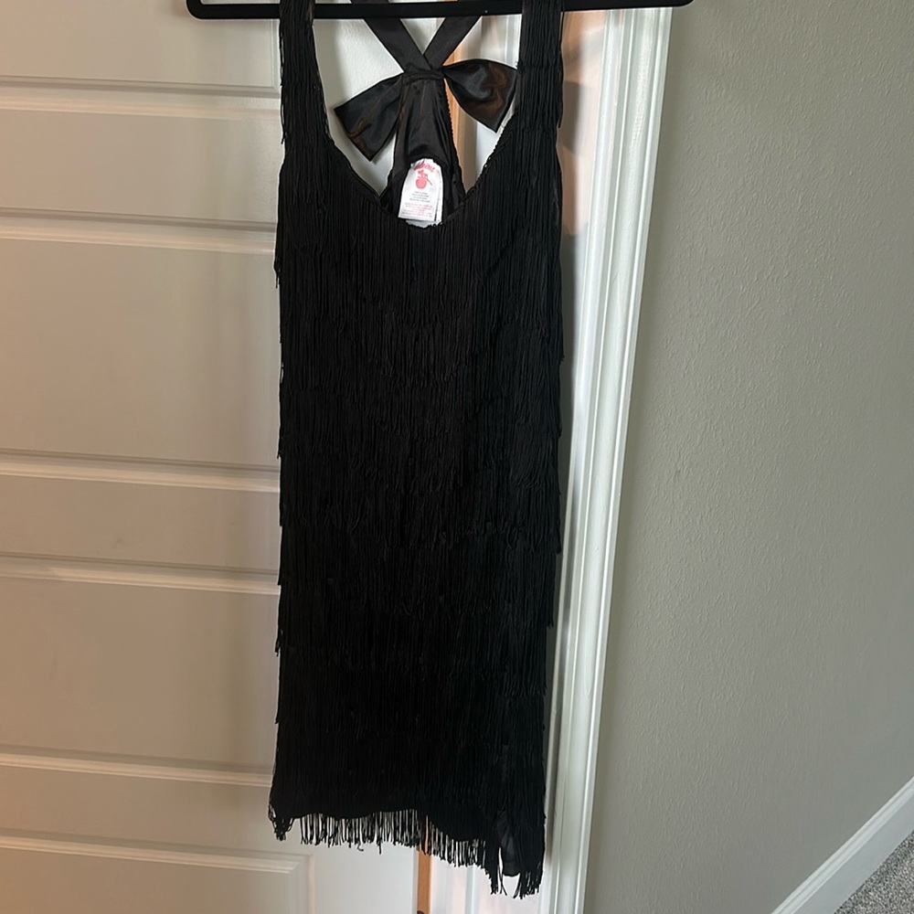 Black fringe flapper/ 20s style costume mini dress